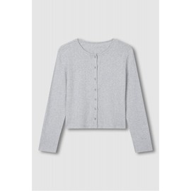 JAJU [JAJU] Her Pointelle Long Sleeve Lounge Cardigan_Melange Grey