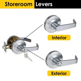 HISAFE 70mm Latch Heavy Duty Keyed Storeroom Door Lever Grade 2 Commercial Door Handle, UL 3 Hour Fire Rated & ADA Compliant, X-HD-G2-ST