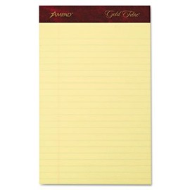 Gold Fibre Writing Pads, Jr. Legal Rule, 5 x 8, Canary, 50 Sheets, 4/Pack