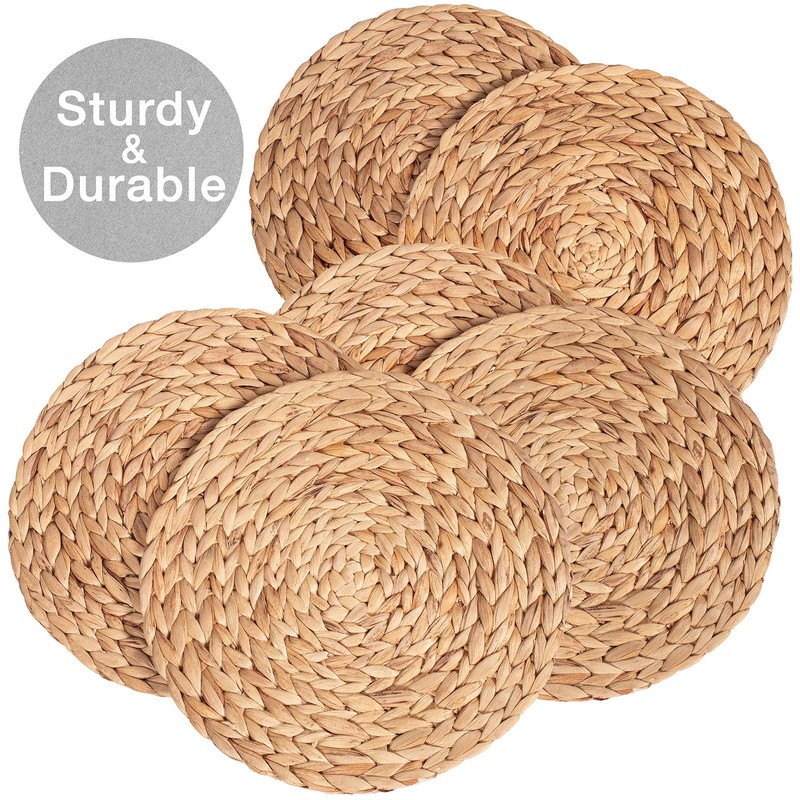 Dehaus® Round Placemats - Set of 6, 30cm Water Hyacinth