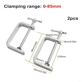 2 Pack Woodworking C Clamp 50-100mm Alloy Steel Heavy Duty G Clamps with Wide Jaw Openings for Woodworking (0-85mm)