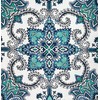 Serafina Home Boho Shower Curtain, Navy Teal White Mandala Floral
