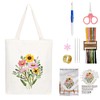 Embroidery Set Adult Beginners with Floral Pattern Canvas Bag Embroidery