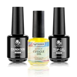 SUTOKAKA 3Pcs 15ml Base Top Coat Set with Cuticle Oil Soak-Off UV Cured Glossy Top Gel Base Coat No Wipe Combination Fast Air Dry Nail Care Nutritive Oil for Manicure Pedicure Nail Supplies