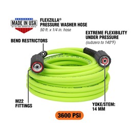 Flexzilla HFZPW36450M-E 3600 PSI, 50' Pressure Washer Hose, 1/4 in. x 50 ft, ZillaGreen