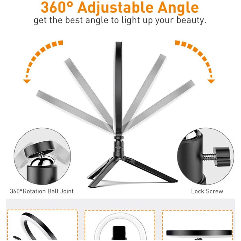 Ring Light, Tripod, 10 Inches, 30 Levels of Dimming, Actress