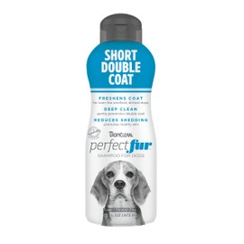 TropiClean PerfectFur Short Double Coat Shampoo for Dogs, 16oz - Made in USA - Naturally Derived - Short Double Coat Formula - Shed & Odor Control for Breeds Like Beagles, Labs, Rottweilers, & Pugs
