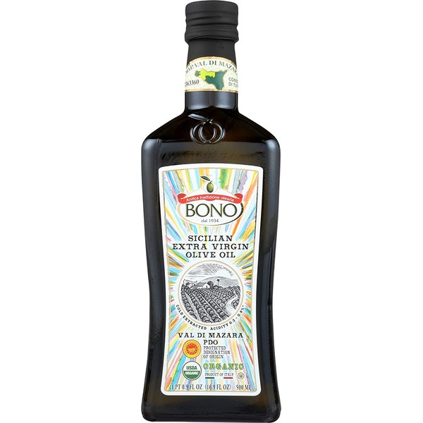 Bono Val di Mazara Sicilian PDO Organic Extra Virgin Olive Oil, 16.9 Fl Oz
