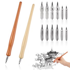 Tikplus Dip Pen, 14Pcs Comic Comic Dip Pen with 2 Pen Hold and 12 Nibs, Calligraphy Pen Set for Drawing, Writing,Lettering and Sketch Cartoon, 4 Szies Nibs