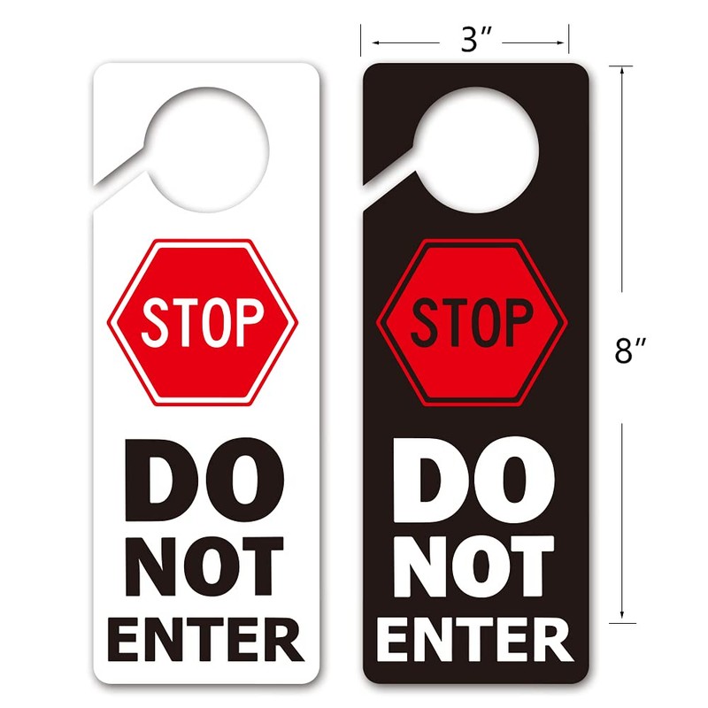 Funny Stop Do Not Enter Door Hanger Sign, 2 Pack(Double