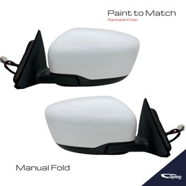 Spieg Side Mirror Set for 2014-2020 Nissan Rogue | Pair Side View Mirror Assembly with Power Adjustment Non-Heated Glass Manual Folding | Paintable White 3 Pins NI1320267 NI1321267