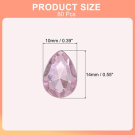 MECCANIXITY 80Pcs 10 x 14 mm Teardrop Rhinestones Acrylic Pointed Back Rhinestone Beads Gems for Jewelry Making Costume Crystal Embellishments Crafts, Light Pink