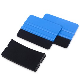 Winjun 2 Pack Blue Professional Felt Edge Squeegee Plastic scraper with 5 pcs Fabric Felts for Car Tint Film Vinyl Wraps Tool Wallpaper Tool