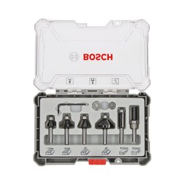 Bosch Professional 6-Piece Edge Cutter and Edge Router Set (for Wood, Accessories for Routers with 8 mm Shaft)