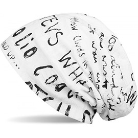 styleBREAKER 04024074 Unisex Beanie Hat with Writing Pattern in Destroyed Vintage Design -