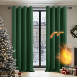 Deconovo Deconovo Super Soft Blackout Curtains Energy Saving Curtains Blackout Eyelet Curtains for Baby Nursery Forest Green W55 x L79 One Pair