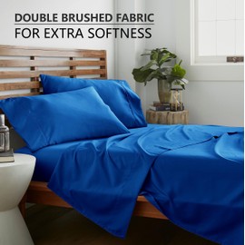 American Home Collection Twin XL Size 3 Piece Sheet Set - Extra Soft Microfiber, Breathable, Wrinkle and Fade Resistant Luxury Bedding - Deep Pockets - Easy Fit - Snorkel Blue Oeko-Tex Sheets