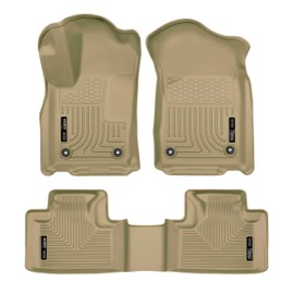 Husky Liners Weatherbeater Floor Mats | Fits 2016-2024 Dodge Durango; 2016-2021 Jeep Grand Cherokee; 2022 Jeep Grand Cherokee WK | Front & 2nd Row, 3-pc Tan - 99153