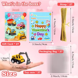 Car Toys for Ages 3-5 Kids - 27PCS Valentine Gifts with Pull Back Cars Truck Vehicles Set for Boys Girls, Construction Toy for Class Party Favors, Potty Training Reward for Kid Classroom