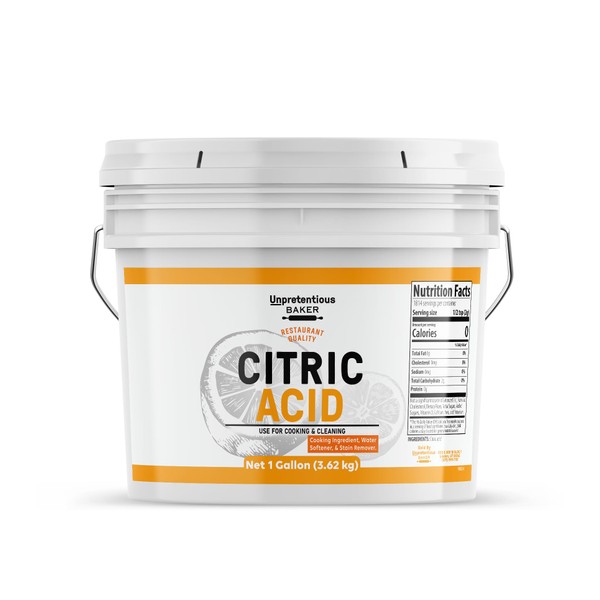 Unpretentious Citric Acid, 1 Gallon, Cooking & Cleaning, Natural & Food Safe, Chemical Free