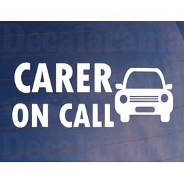 Car Sticker CARER ON CALL Health Worker Van Window Bumper Boot Door Decal