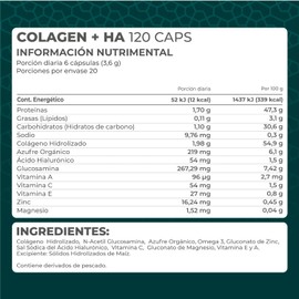 PRONAT | Colágeno Hidrolizado + Ácido Hialurónico, Suplemento Alimenticio, con Omega-3 y Vitaminas, 120 Cápsulas de 600 mg
