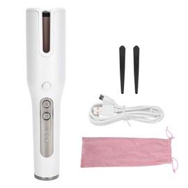34W Automatic Hair Curler USB Wireless Charging LCD Screen Hair Curling Wand Styling ToolSilvery White