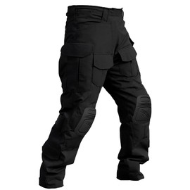MERJAZ Men’s Tactical Pants with Knee Pads Water Resistant Cargo Pants Airsoft Paintball Military Hiking Pants No Belt Black 38