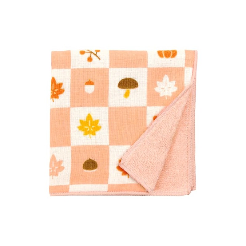 Hamamonyo Washed Towel Handkerchief, Autumn Checkered
