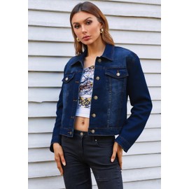 JMOJO Jean Denim Jacket For Women UK Ladies 100% Cotton Summer Casual Stretch Smart Utility Trucker Biker Fitted Vintage Light Wash Faded Classic Jeans Work