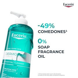 Eucerin Dermopure Clinical Purifying Cleanser 400ml, Facial Cleanser with Salicylic Acid & AHA/PHA, Cleanser for Sensitive, Oily Skin, Non-Comedogenic Face Wash