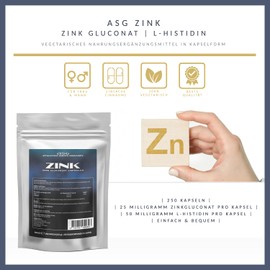 Zinc L-Histidine Complex 250 Capsules Zinc - L -Histidine Amino Acid