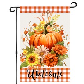 Pumpkin Fall Garden Flag 12x18Inch Double Sided Outside, Welcome Home Autumn Yard Outdoor Flag(FallPumpkin,12x18inch)