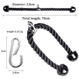 Anjing Tricep Push Pull Down Rope for Multi Gym Cable Attachment Fitness Rope Complete with Snap Hook Carabiner