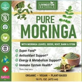 Livingston Natural Herbal Labs Organic Moringa Liquid Extract – Full Spectrum Superfood. By Livingston Naturals
