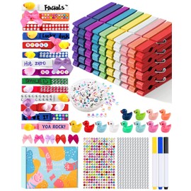 SF SOONEAT Cheer Pins for Backpack Cheer Stuff Kit 70 Colored Clothes Pins with Mini Resin Ducks Bows Letter Beads Team Cheerleaders Gifts Bulk Pin Me Ribbon for Bag Decorations Colorful Spirit Clips