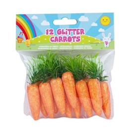 Easter 12 x Mini Glitter Carrots Bunny Egg Hunt Bonnet Craft Decoration Accessories