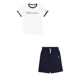 Champion Boys' Legacy Boy-Graphic Crew Neck with Large Print Set, White (WW001)