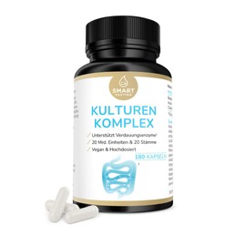 Kulturen Komplex – 20 Mrd. KBE & 20 Stämme pro Tagesdosis – Mit Inulin & Calcium – Langzeitvorrat mit 180 Kapseln – Vegan, ohne Zusätze – Hergestellt & laborgeprüft in Deutschland