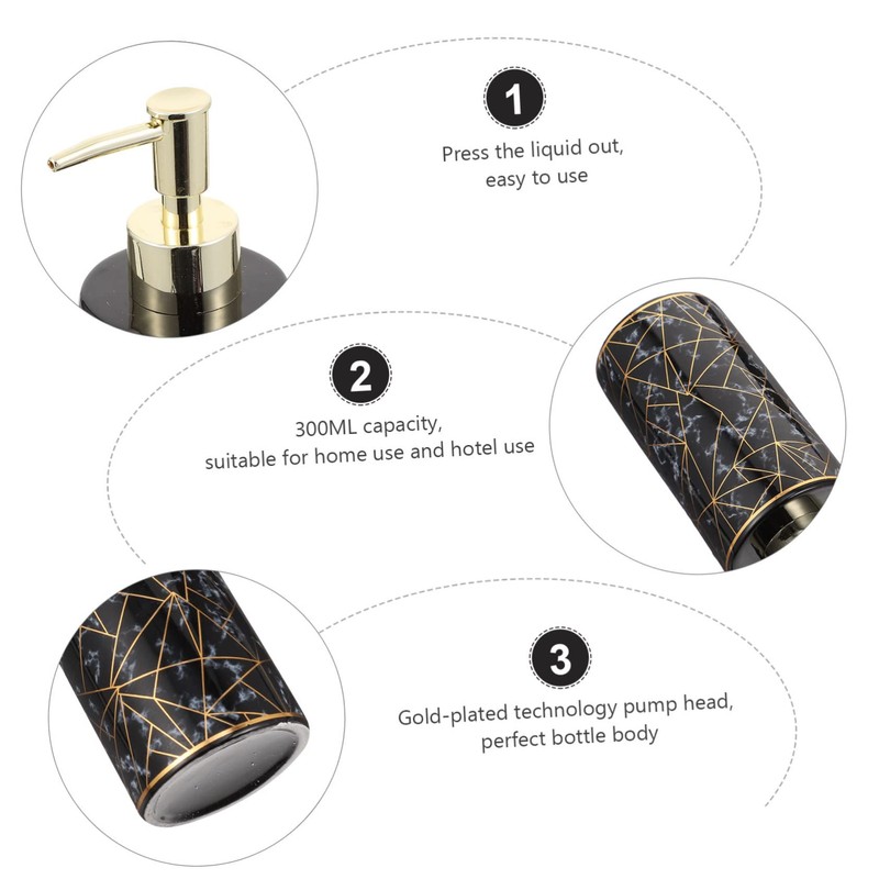 Gatuida Stylish 300ml Ceramic Pump Bottle Empty Dispenser Lotion Dispenser