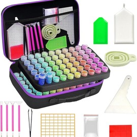 CLOUDSEA 30/60/120 Slots Storage Container for Diamond Art Kits for Adults,Portable Bead Storage Boxes for Diamond Painting Accessories and Tools:_120 round bottle with tool set