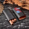 Leather Cigar Case, Travel Humidor Set, 3 Pack Black Embroidery