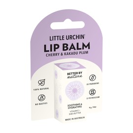 LITTLE URCHIN 100% Natural Lip Balm Cherry & Kakadu Plum 4g – Lip Care with Beeswax, Coconut Oil, Shea Butter & Vitamin E – Ultra-Hydrating & Nourishing Lip Moisturiser | Australian Made