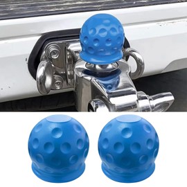 Tioollev 2 PCS Trailer Ball Cover, 2 Inch Rubber Waterproof Towing Hitch Ball Protective Cover, Universal Dustproof Tow Ball Sleeve Replacement for Truck RV Trailer, Car Accessories (Blue)