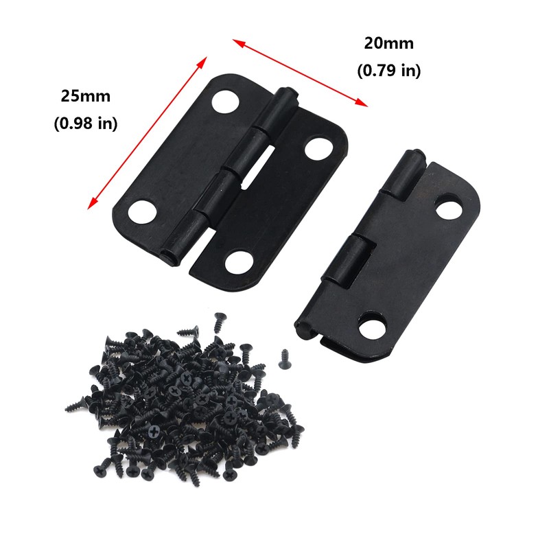 Black Cabinet Hinge, Antrader 1" x 3/4" Metal Foldable Butt