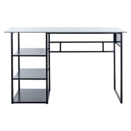 Safavieh Home Office Xyla Modern White Marble and Black 3-shelf Glass Top Desk