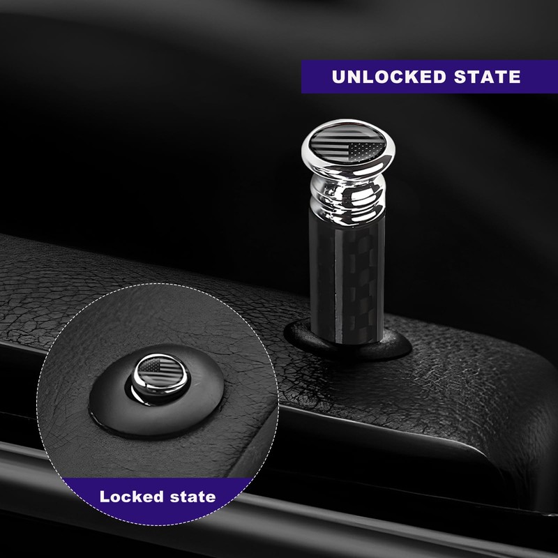 YTFRL 4PCS Car Door Lock Knobs, American Flag Carbon Fiber