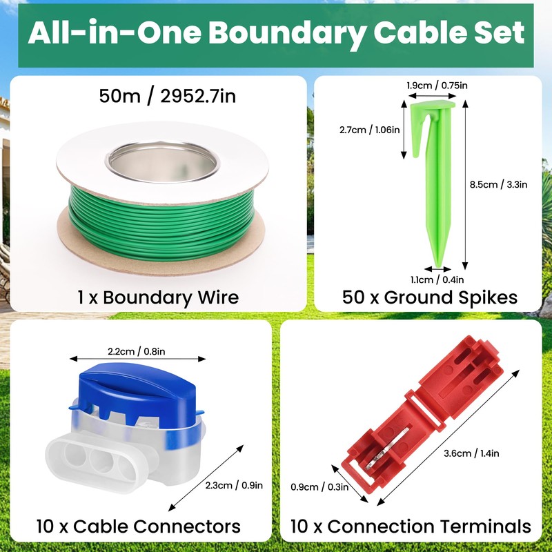COZCLAM 50m Boundary Cable + 50 Pegs + 10 Cable