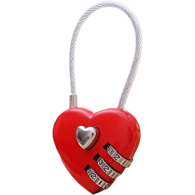 Red Mini Love Heart Lock,Red Heart Padlock, Mini Code Lock,