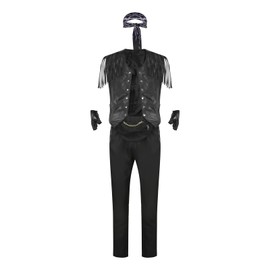 Mens Fringe Leather Vest Cowboy Vest Sleeveless Jacket Pants Bandana Gloves Fanny Pack Set Adult Tassel Outwear Suit S